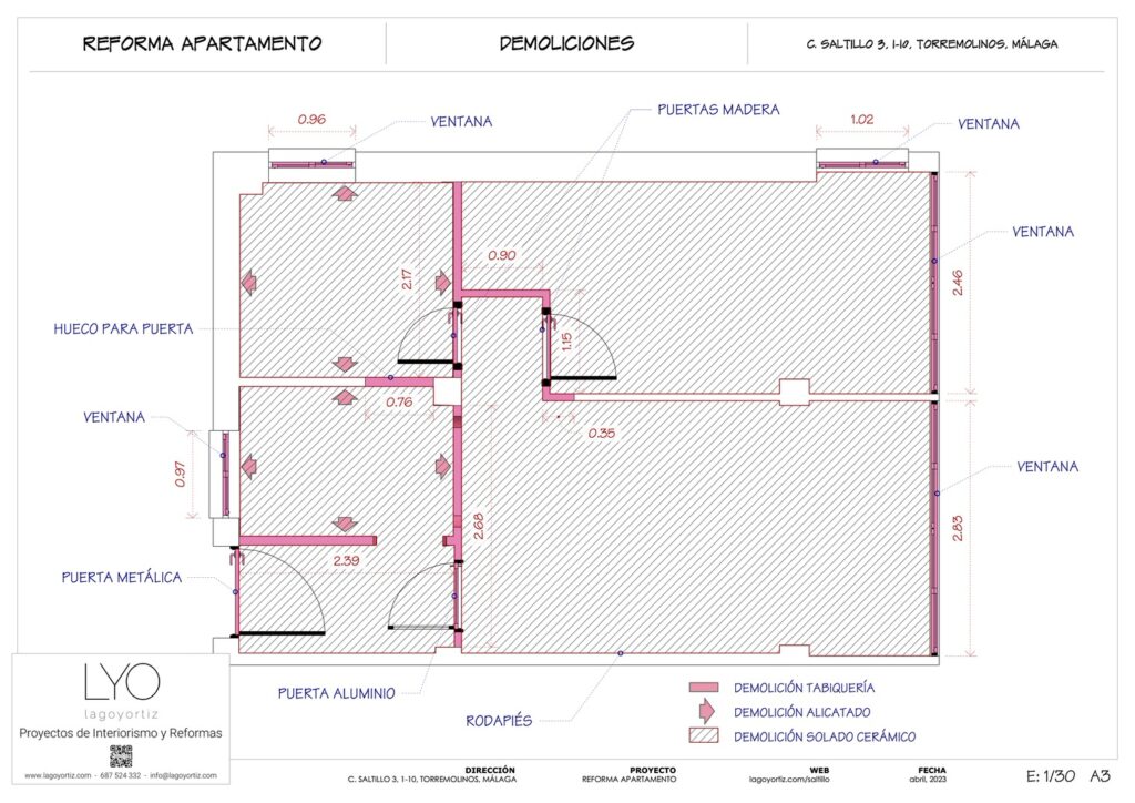 Proyecto Interiorismo y Reforma Integral Apartamento - C Saltillo - Torremolinos - Planos Técnicos - 06 - Demoliciones