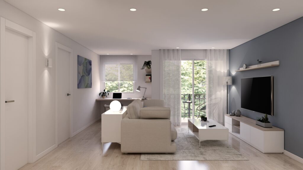 Proyecto Interiorismo y Reforma Integral - Benigno Santiago Peña - Málaga - Diseño de Interiores - 08 - Salón desde pasillo