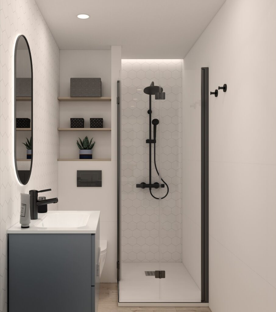 Proyecto Interiorismo y Reforma Integral - Benigno Santiago Peña - Málaga - Diseño de Interiores - 13 - Baño desde puerta