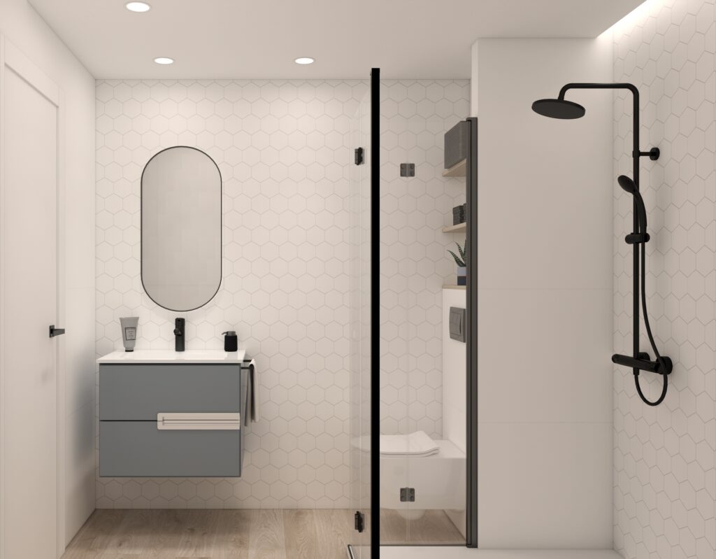 Proyecto Interiorismo y Reforma Integral - Benigno Santiago Peña - Málaga - Diseño de Interiores - 14 - Baño frente