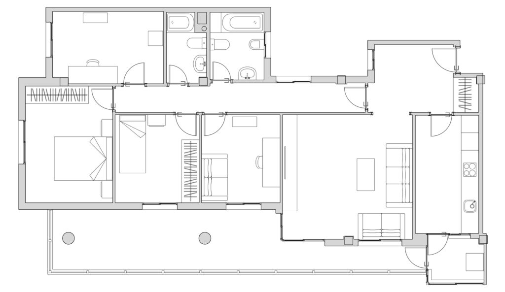 Proyecto Interiorismo y Reforma Integral - Camino Suárez - Málaga - Diseño de Interiores - 00 - 0 - Planta original