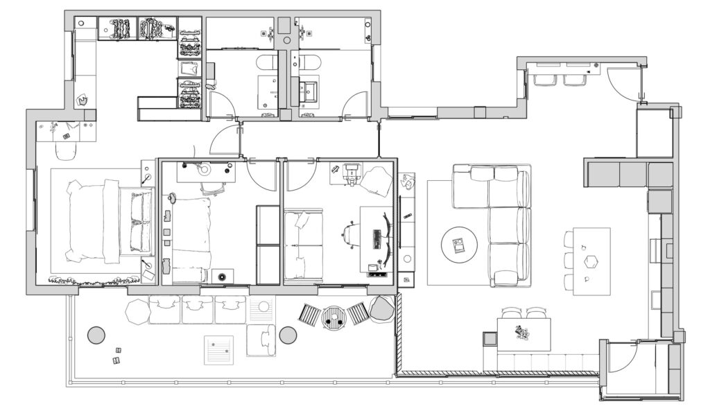 Proyecto Interiorismo y Reforma Integral - Camino Suárez - Málaga - Diseño de Interiores - 00 - 0 - Planta reformada op1