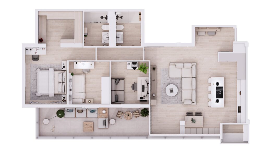 Proyecto Interiorismo y Reforma Integral - Camino Suárez - Málaga - Diseño de Interiores - 00 - General planta op3