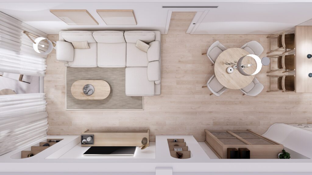 Proyecto Interiorismo y Reforma Integral - Comedias - Antequera - Diseño de Interiores - vista superior 5 - salón comedor