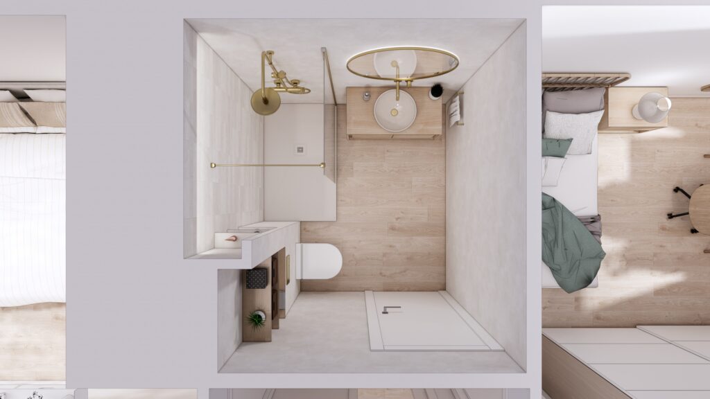 Proyecto Interiorismo y Reforma Integral - Comedias - Antequera - Diseño de Interiores - vista superior 7 - baño dormitorios