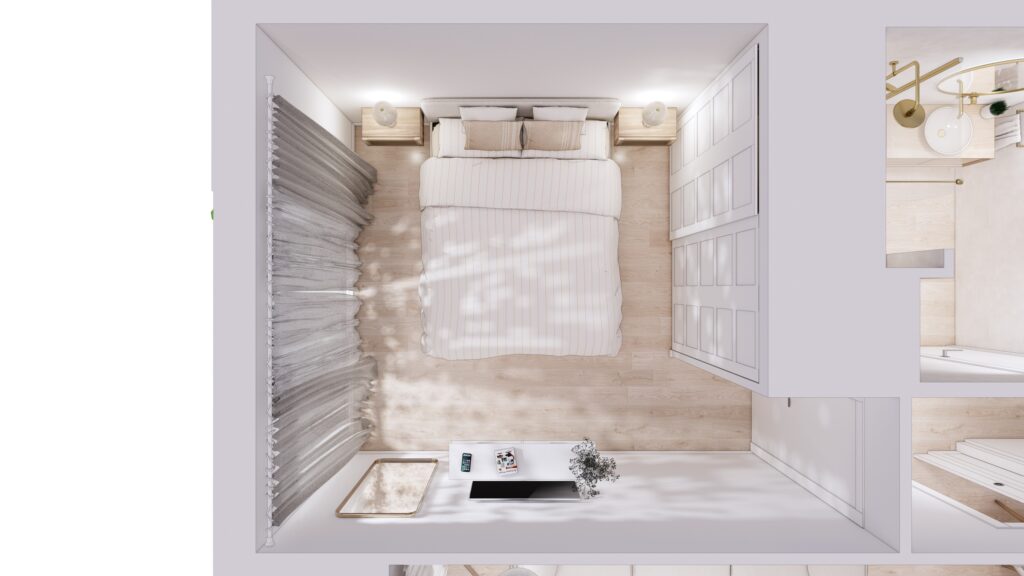 Proyecto Interiorismo y Reforma Integral - Comedias - Antequera - Diseño de Interiores - vista superior 8 - dormitorio principal