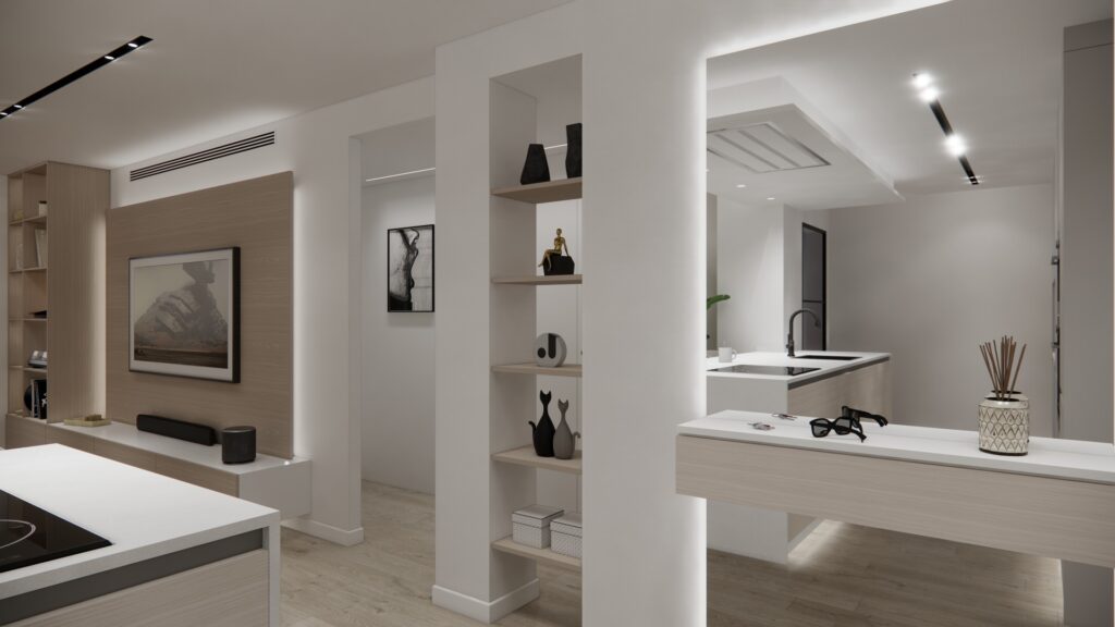 Proyecto Interiorismo y Reforma Integral - Esquilo 22 - El Cónsul - Málaga - Diseño de Interiores - v3 - 07 - pasillo desde entrada