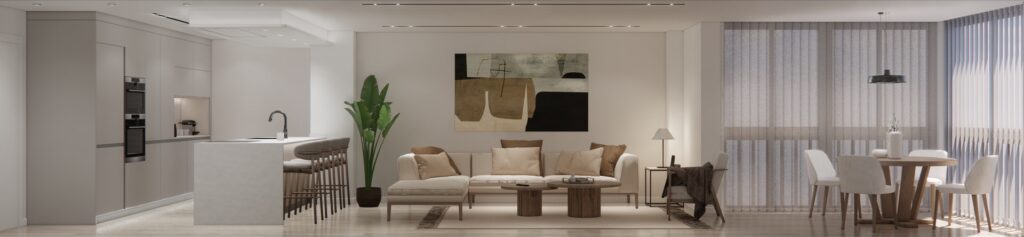 Proyecto Interiorismo y Reforma Integral - Esquilo 22 - El Cónsul - Málaga - Diseño de Interiores - v3 - 14 - sección zona día sofá