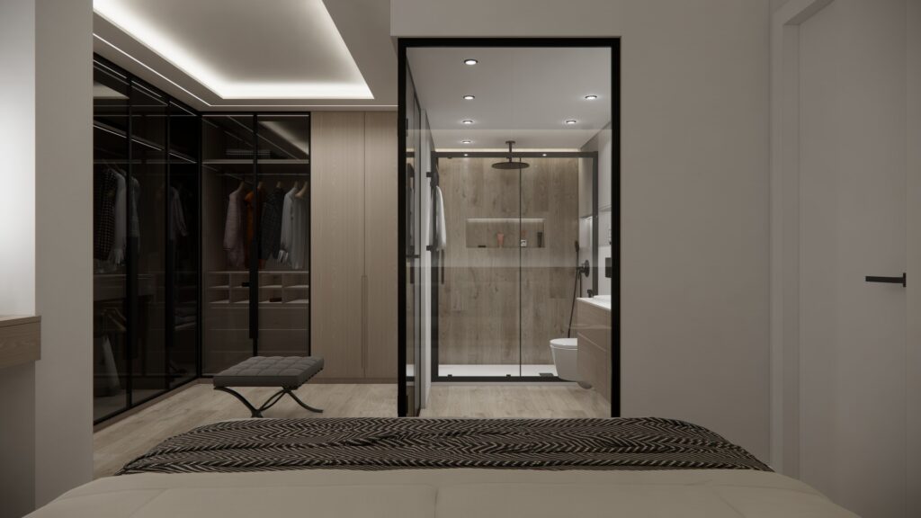 Proyecto Interiorismo y Reforma Integral - Esquilo 22 - El Cónsul - Málaga - Diseño de Interiores - v3 - 19 - suite dormitorio vestidor baño