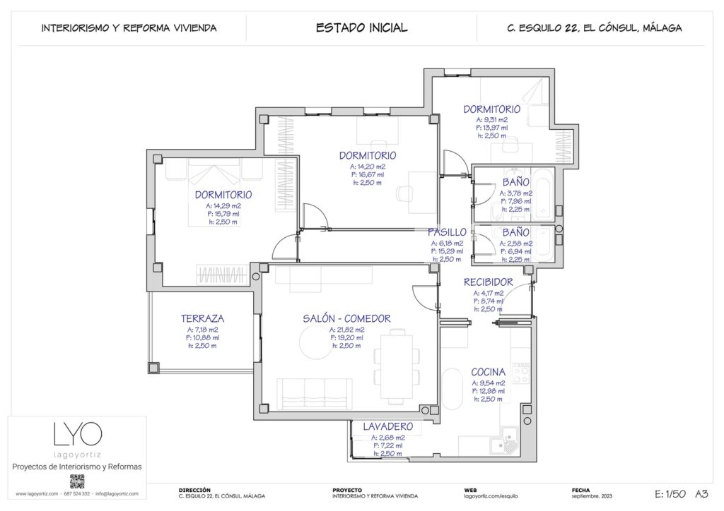 Proyecto Interiorismo y Reforma Integral - Esquilo 22 - El Cónsul - Málaga - Planos Técnicos - 02 - Estado Inicial