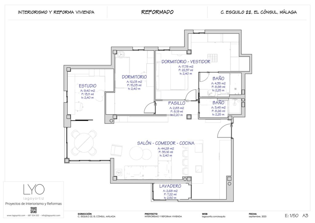 Proyecto Interiorismo y Reforma Integral - Esquilo 22 - El Cónsul - Málaga - Planos Técnicos - 03 - Reformado