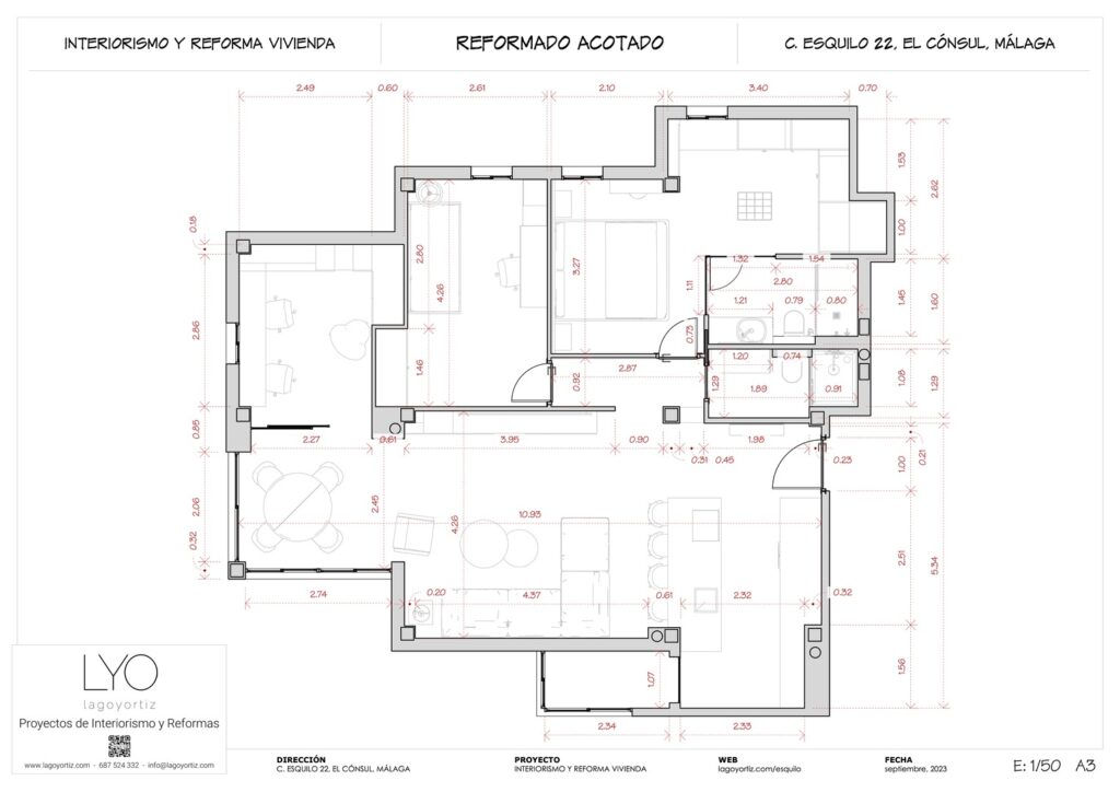 Proyecto Interiorismo y Reforma Integral - Esquilo 22 - El Cónsul - Málaga - Planos Técnicos - 05 - Reformado Acotado