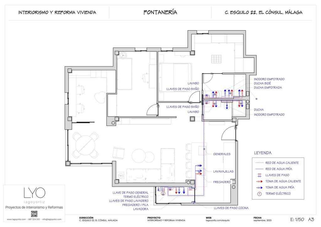 Proyecto Interiorismo y Reforma Integral - Esquilo 22 - El Cónsul - Málaga - Planos Técnicos - 08 - Fontanería
