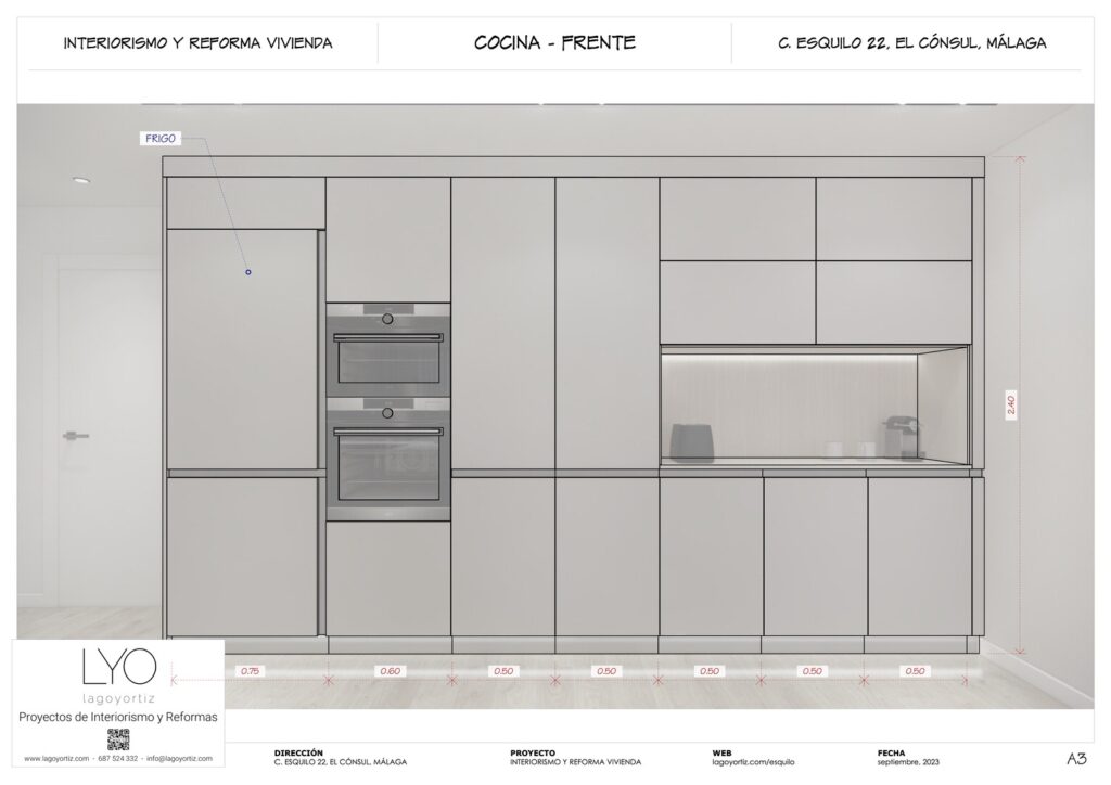 Proyecto Interiorismo y Reforma Integral - Esquilo 22 - El Cónsul - Málaga - Planos Técnicos - 13 - Cocina - Frente