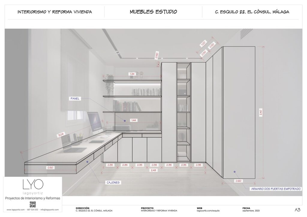 Proyecto Interiorismo y Reforma Integral - Esquilo 22 - El Cónsul - Málaga - Planos Técnicos - 16 - Muebles Estudio