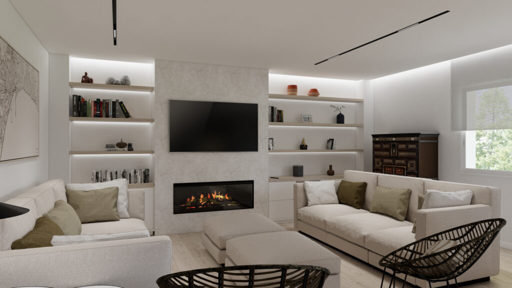 Proyecto Interiorismo y Reforma Integral - Urb. Villa Cristina - Málaga - Diseño de Interiores - 10 - Chimenea