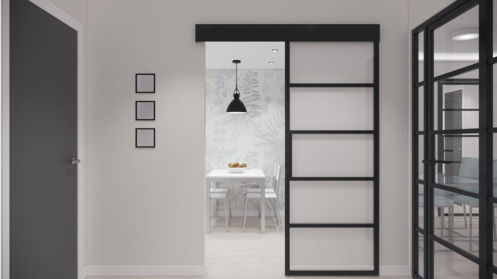 Proyecto Interiorismo y Reforma Vivienda en Maestro Solano &ndash; Torremolinos &ndash; 05 &ndash; Entrada &ndash; Papel y puerta abierta