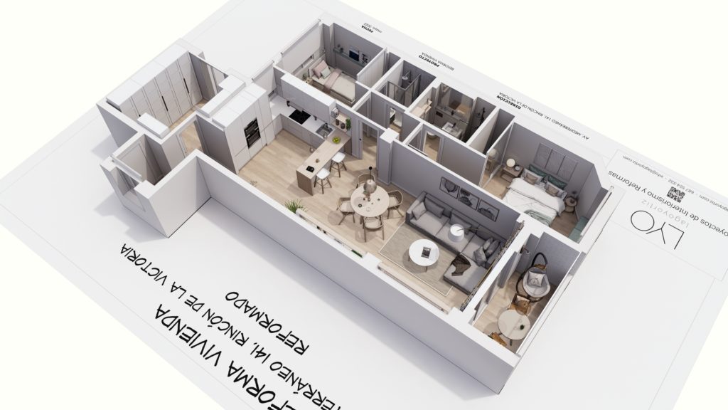 Proyecto Interiorismo y Reforma vivienda Avda del Mediterráneo Rincón de la Victoria Málaga - 00 - Plano 3D - 2