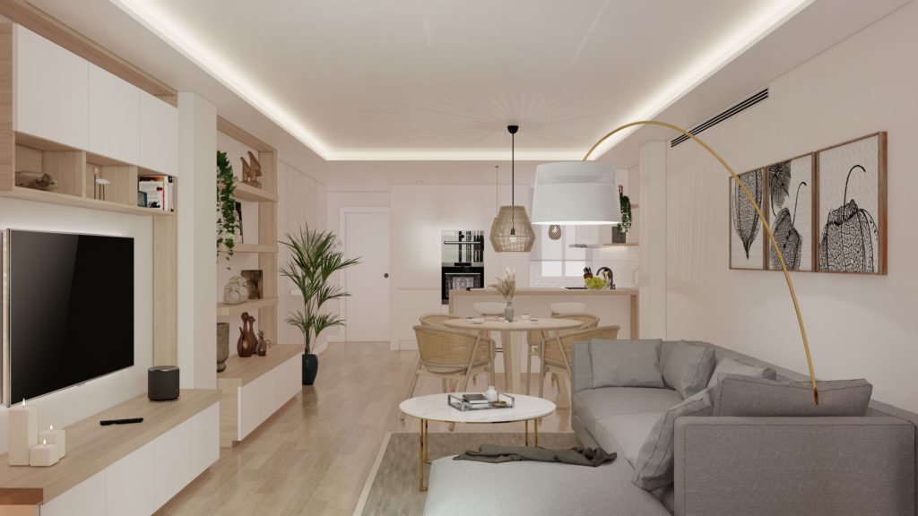 Proyecto Interiorismo y Reforma vivienda Avda del Mediterráneo Rincón de la Victoria Málaga - 07 - Zona de día desde terraza