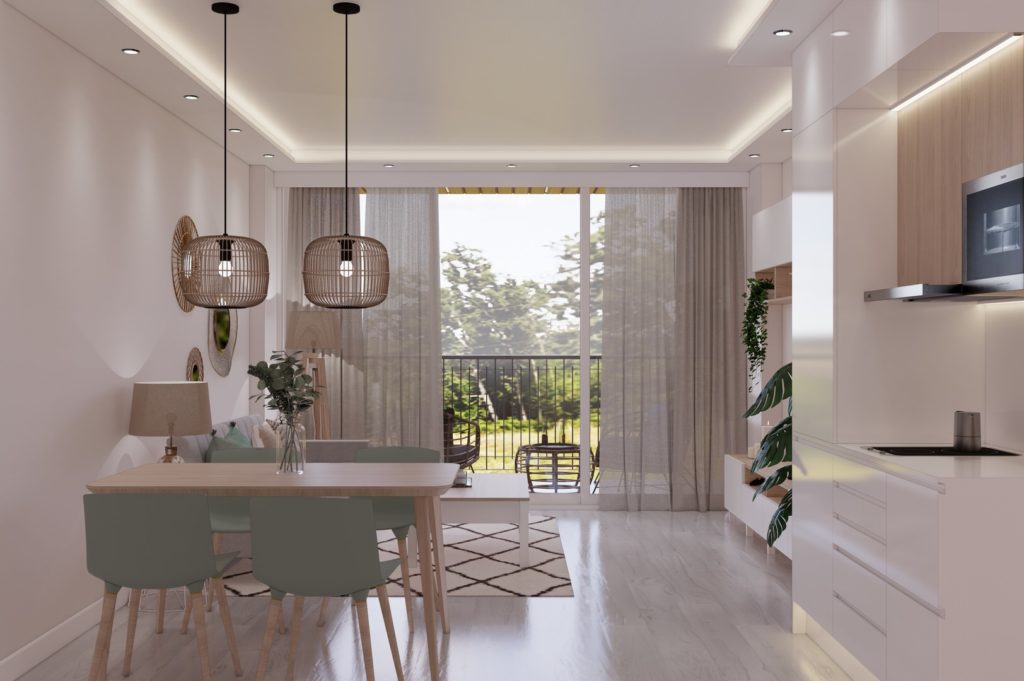 Proyecto de Interiorismo y Reforma de apartamento en Castillo Santa Clara - Torremolinos - 6 - vista desde entrada con