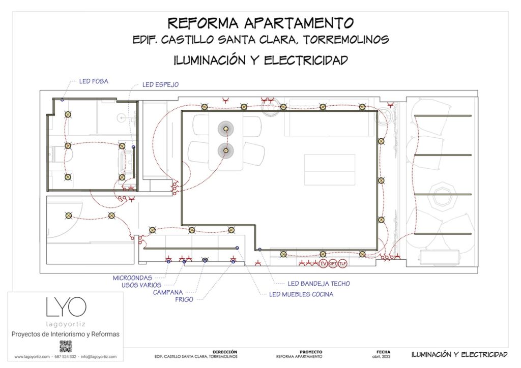 Proyecto de Interiorismo y Reforma de apartamento en Castillo Santa Clara - Torremolinos - Planos Técnicos - 10 - Iluminación y Electricidad