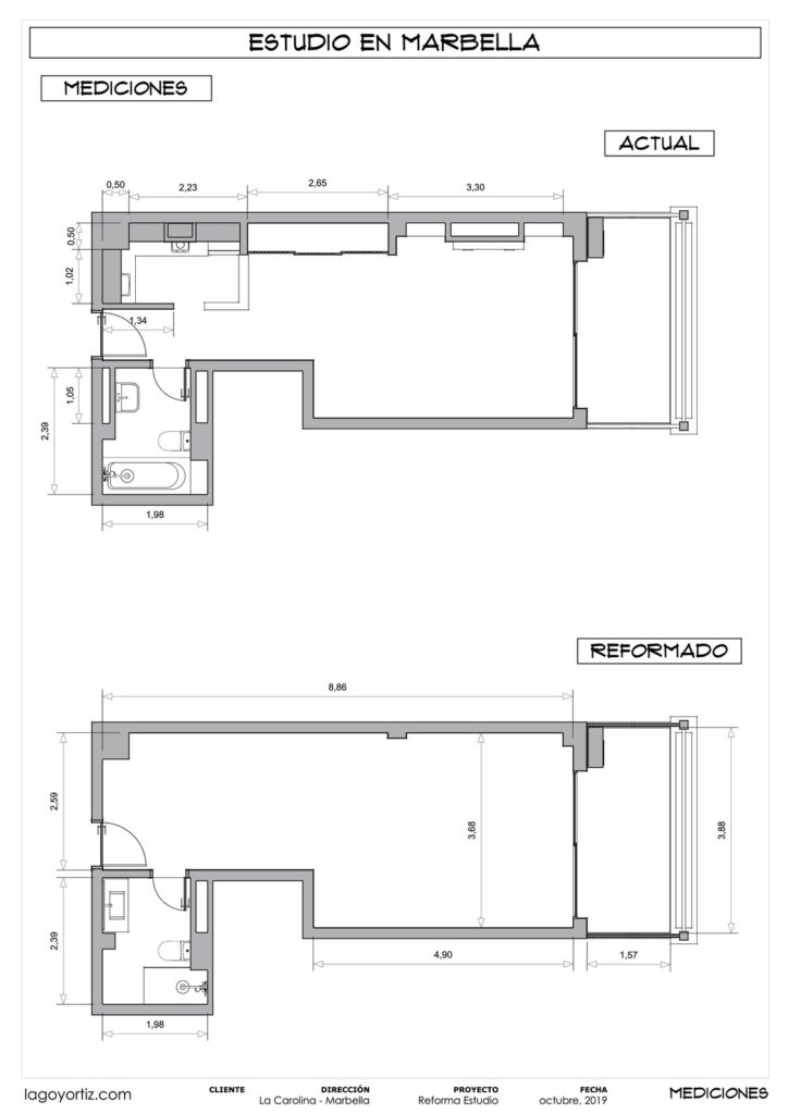 Reforma integral apartamento estudio Marbella &ndash; 8 &ndash; Proyecto Interiorismo &ndash; Mediciones