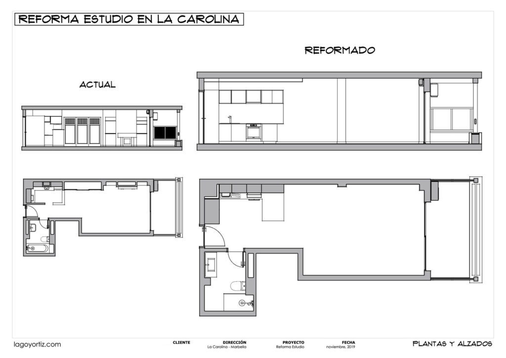 Reforma integral apartamento estudio Marbella &ndash; 9 &ndash; Proyecto Interiorismo &ndash; Plantas y Alzados