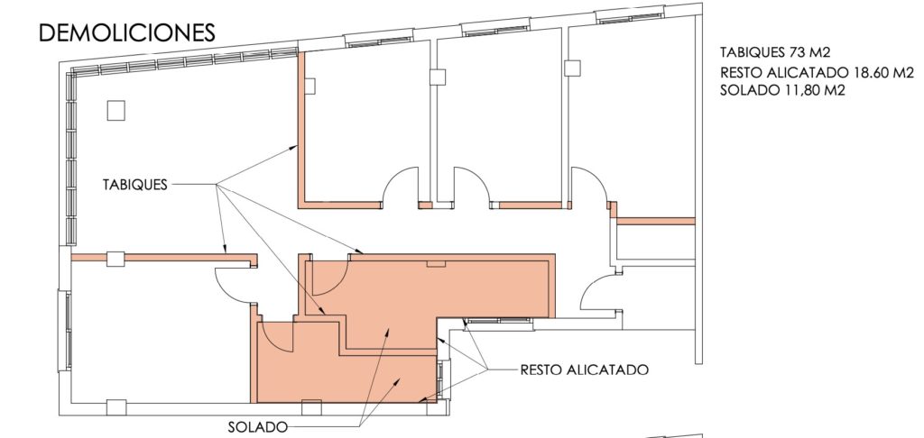 Reforma integral vivienda calle Gordon - zona Cristo de la Epidemia - Málaga - Planos Técnicos - 2 - Demoliciones