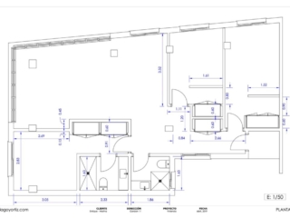 Reforma integral vivienda calle Gordon - zona Cristo de la Epidemia - Málaga - Planos Técnicos - 5 - Planta reformada mediciones