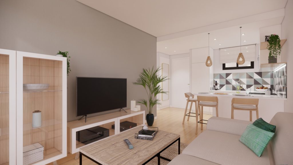 proyecto interiorismo reforma y decoración de apartamento en Hotel Pontinental &ndash; Torremolinos &ndash; 02 &ndash; Desde Sofá