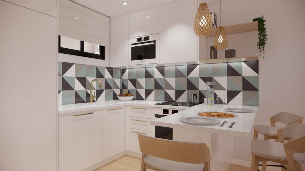 proyecto interiorismo reforma y decoración de apartamento en Hotel Pontinental &ndash; Torremolinos &ndash; 05 &ndash; Cocina 2