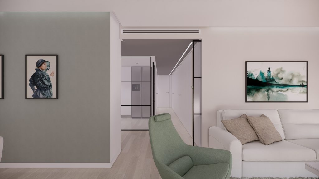 proyecto interiorismo reforma y decoración de vivienda en calle gerona malaga &ndash; 7 &ndash; salon entrada pasillo